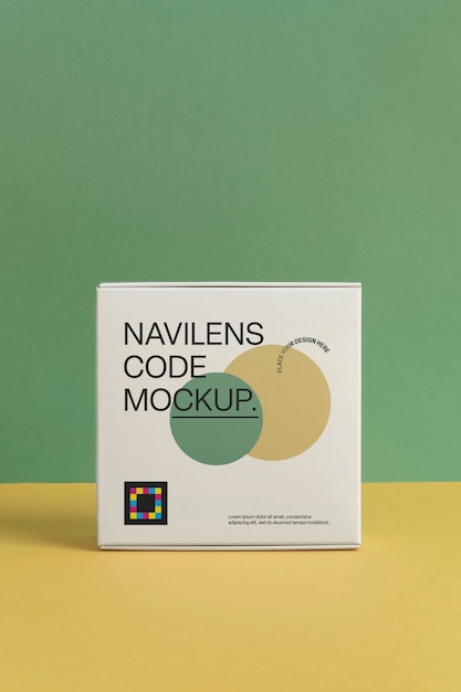 PSD box with navilens code mockup