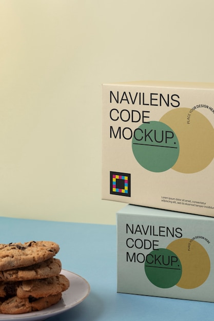 PSD box with navilens code mockup