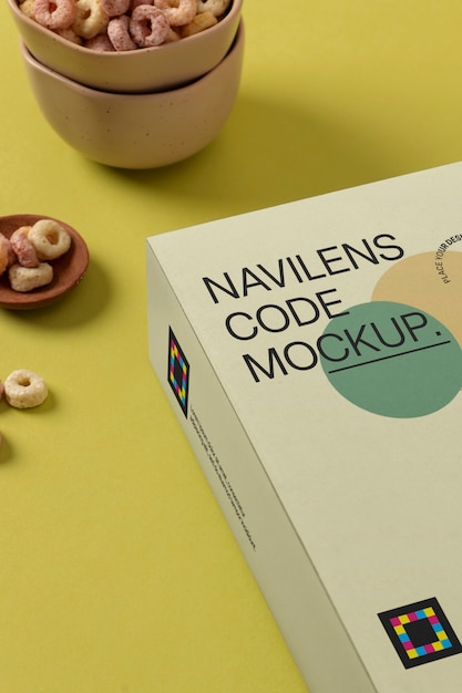 PSD box with navilens code mockup