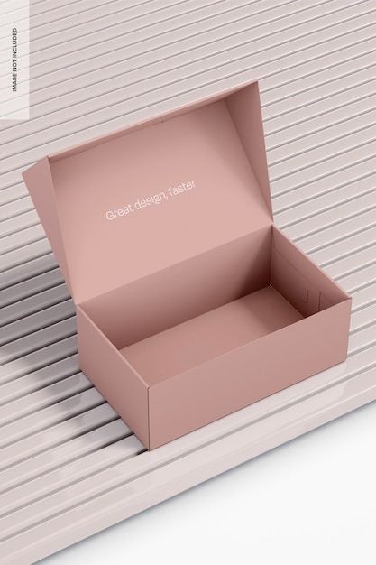 PSD box with panels mockup high angle view