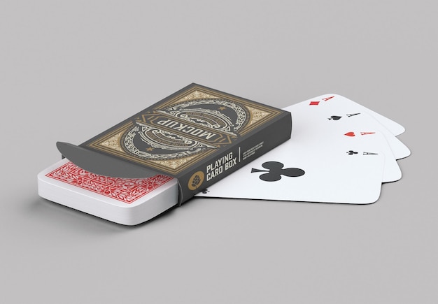 PSD box with playing cards mockup