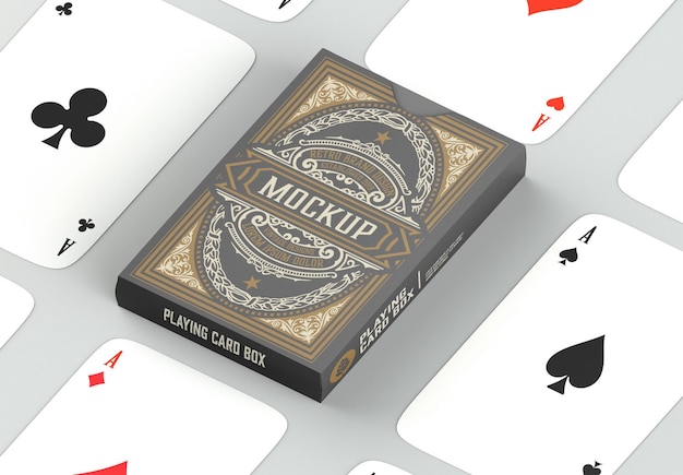 PSD box with playing cards mockup