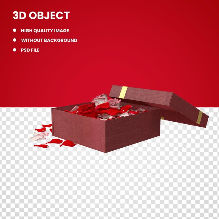 PSD box with rose petals