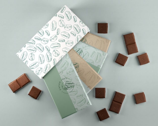 Scatola e carta da imballaggio per il design al cioccolato