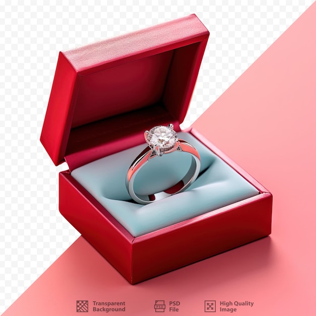 PSD boxed red ring with silver diamond