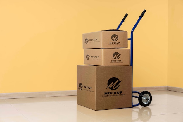 boxes mockup in cart