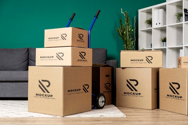 boxes mockup in cart