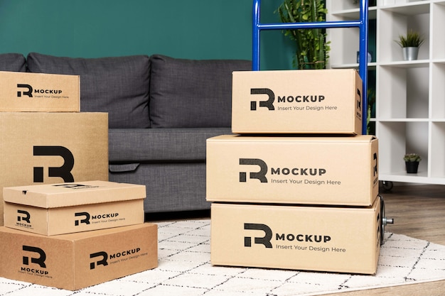 boxes mockup in cart