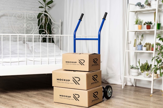 boxes mockup in cart