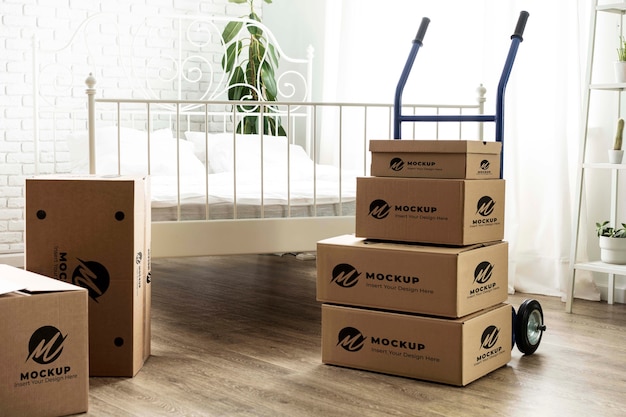 boxes mockup in cart