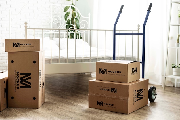 boxes mockup in cart