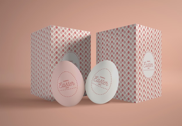 PSD boxes with easter eggs on table