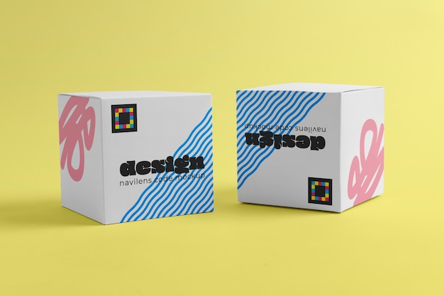 PSD boxes with navilens code mockup design