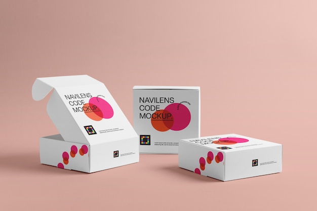 PSD boxes with navilens code mockup design