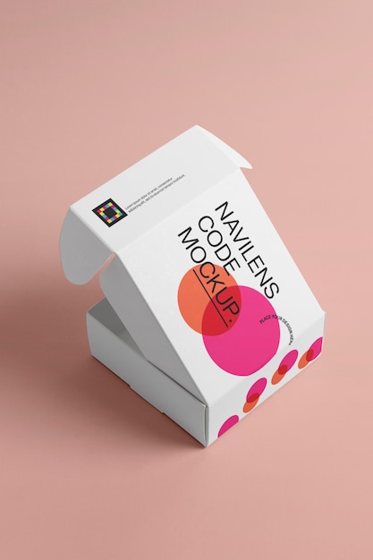 PSD boxes with navilens code mockup design