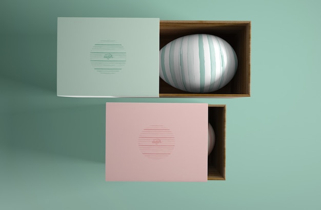 PSD boxes with painted eggs for easter