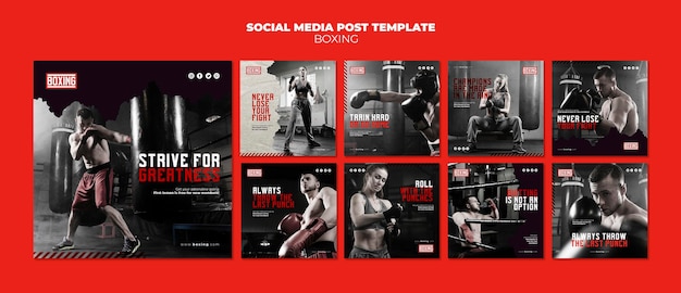 Modello di post instagram annuncio di boxe