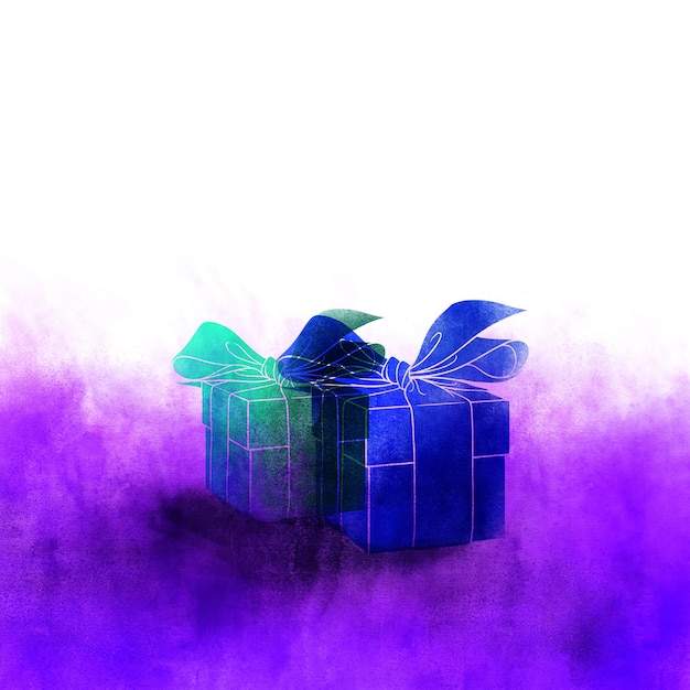 PSD boxing day gift box hand drawn watercolor background