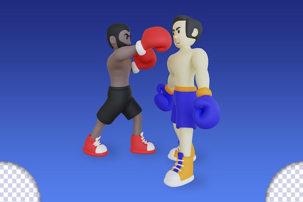 PSD boxing fight competition 3d illustration