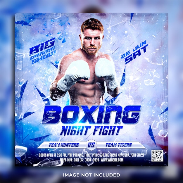 Boxing fight night flyer social media post en webbannersjabloon