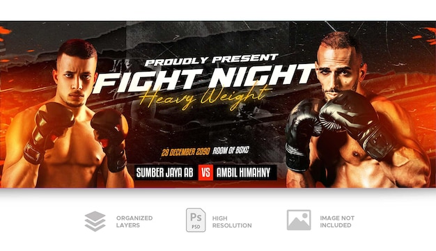 PSD boxing fight social media post banner