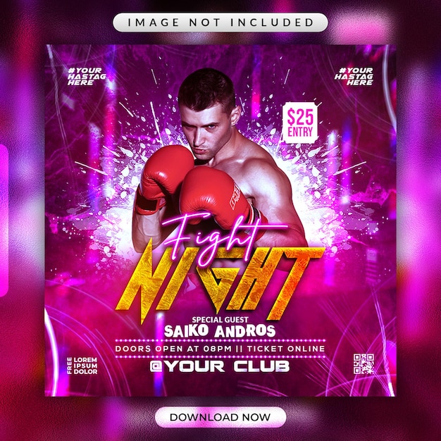 Boxing flyer or social media promotional banner template