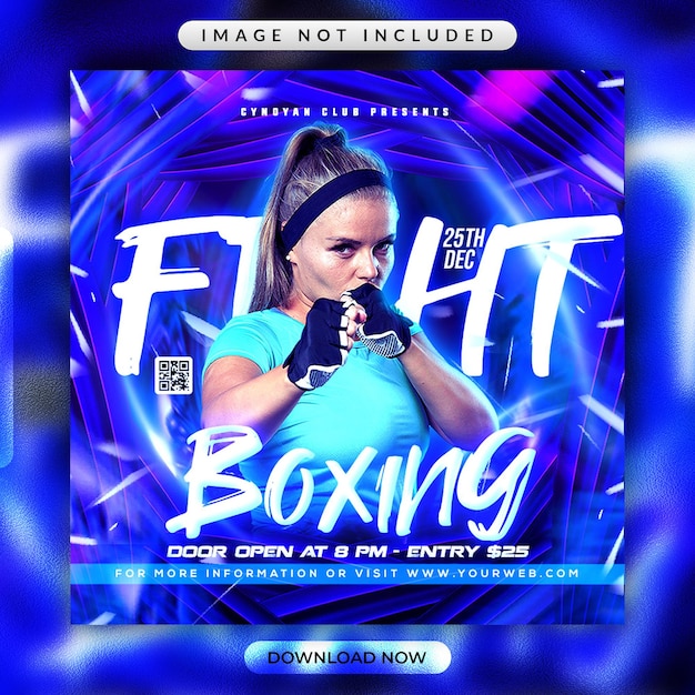 Volantino di boxe o modello di banner promozionale per social media