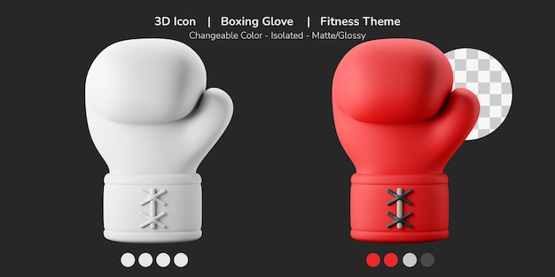 PSD boxing glove strength 3d illustration icon training equipment fitness theme