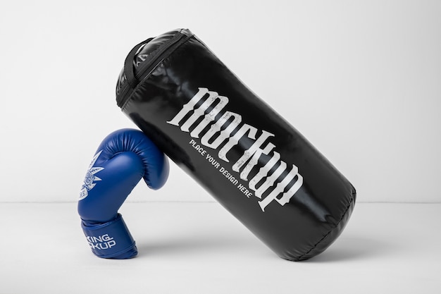 PSD boxing gloves and bag mock-up for boxing sport