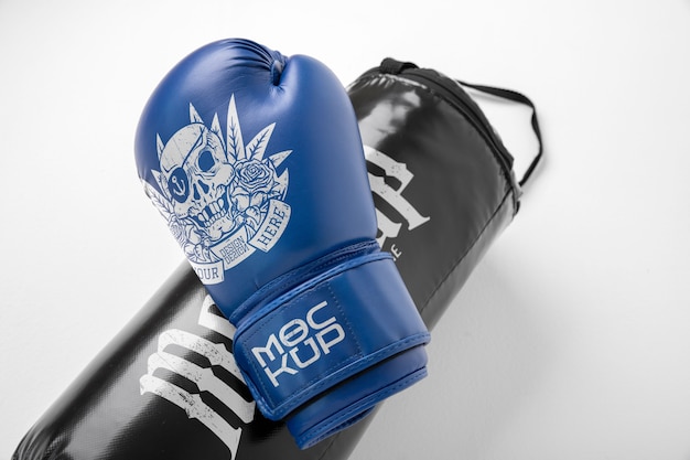 PSD boxing gloves and bag mock-up for boxing sport