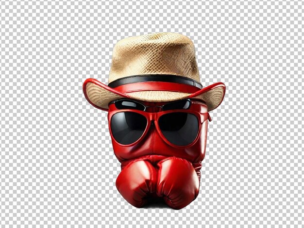 Boxing gloves in red outfit with eyewear