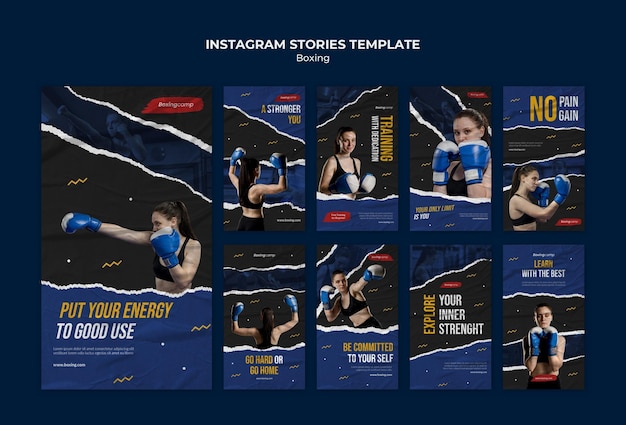 Modello di storie di instagram di boxe