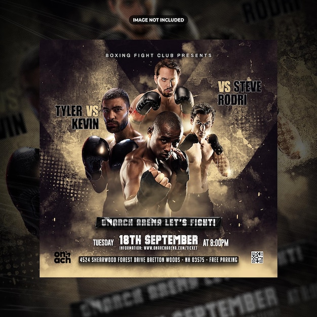 Boxing player sportevenement social media post of flyer promotiesjabloon