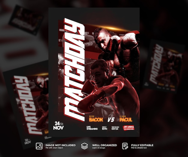 PSD boxing poster and social media template