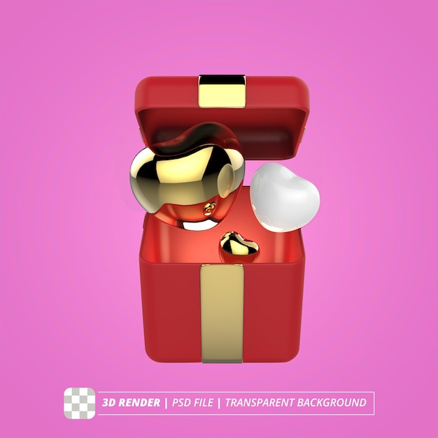 Boxing red heart box 3d render