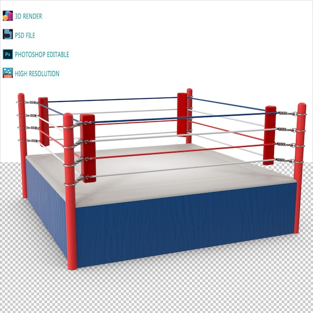 Boxing ring 3d render psd file