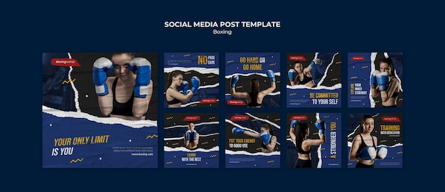 Modello di post sui social media di boxe