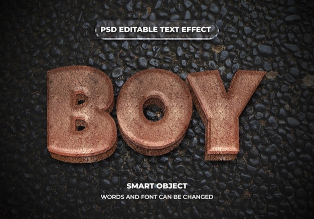 boy 3D style text effect