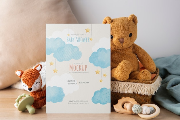 Boy baby shower card mockup