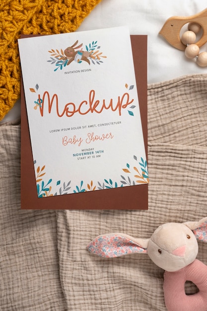 PSD boy baby shower invitation mockup