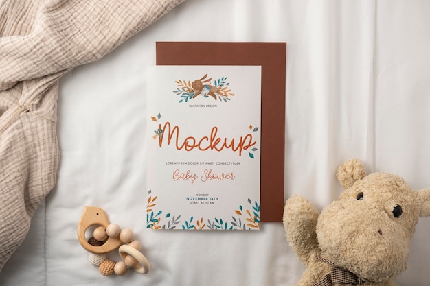 PSD boy baby shower invitation mockup