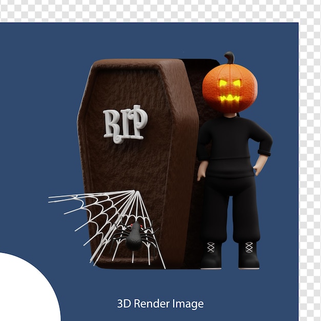 PSD boy character halloween 3d rendering