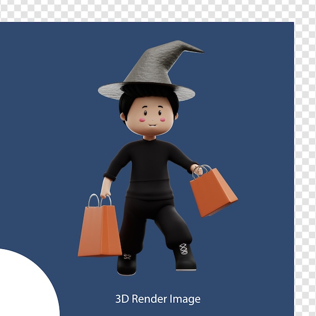 Boy character halloween 3d rendering