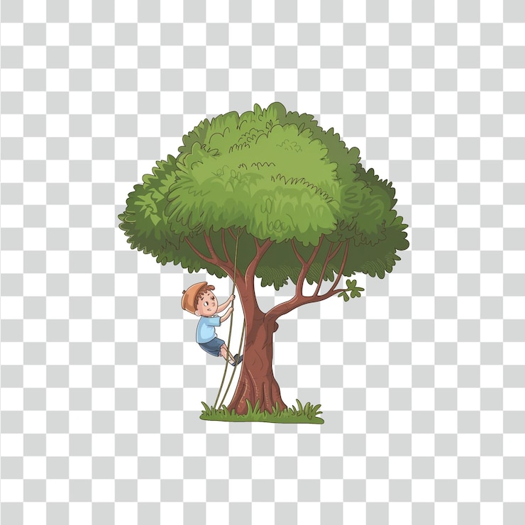 PSD boy climbing a tree