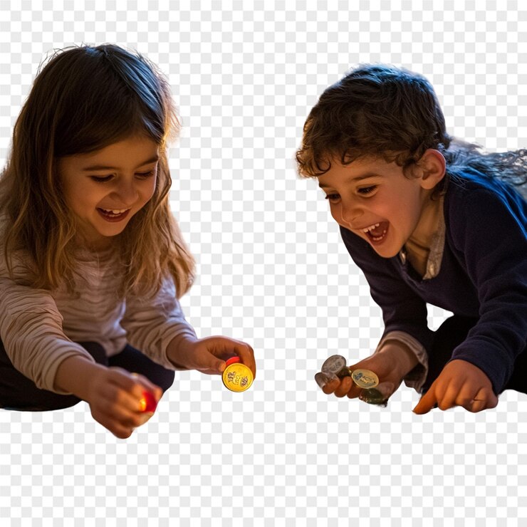 PSD a boy and girl playing with a toy and a picture of a girl