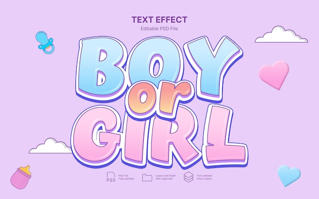 PSD boy or girl text effect