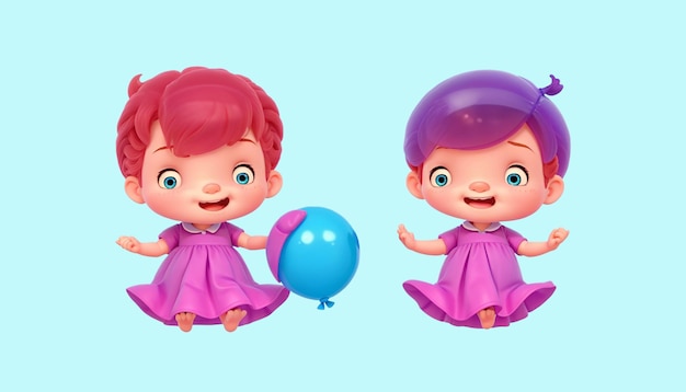 Boy and Girl Twins Baby Isolated child illustration