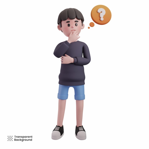 質問する少年 3Dキャラクター