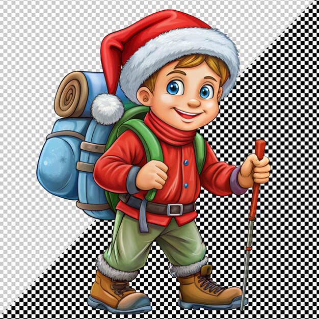 PSD boy hiker on transparent background