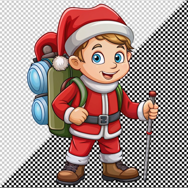 PSD boy hiker on transparent background